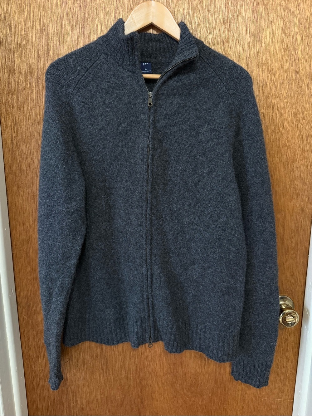 GAP Women’s Charcoal Full-Zip Knit Sweater Lambs Wool